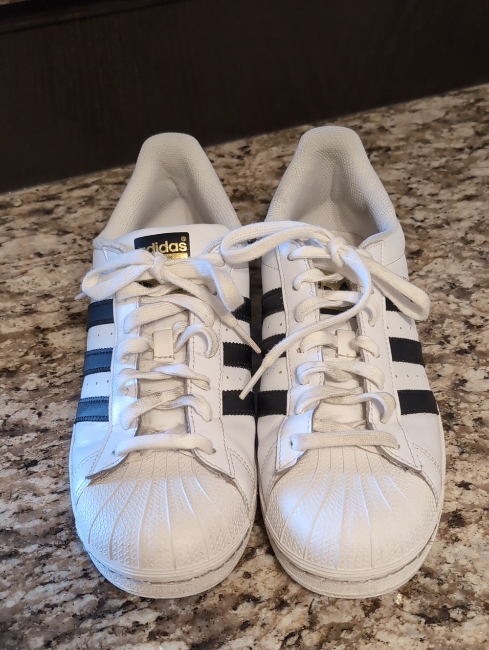 adidas White and Black Classic Shell-Toe Sneakers